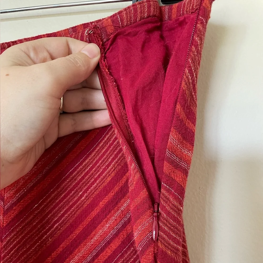 Prana Red Maxi Ginny skirt chevron stripe crochet 100% Cotton Size 6